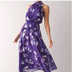 NWT WHite House Black Market Halter Iris Boquet Fliral MIDI Dress in Size 6